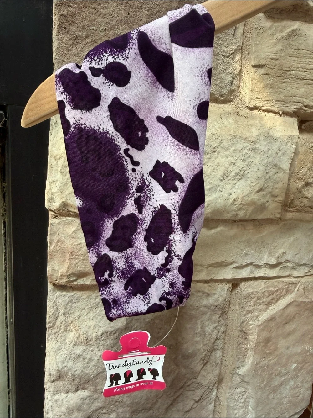 3 New Trendy Bands Printed Stretch Headbands in Teal, Black, Purple